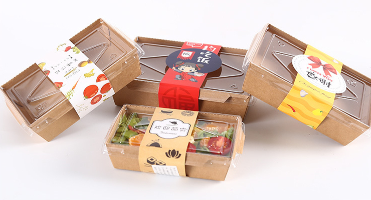 (即取透明盖牛皮纸盒现货) (箱/200套) 透明盖牛皮纸盒 一次性长方形餐盒 牛排外卖打包沙拉盒寿司 方形便当