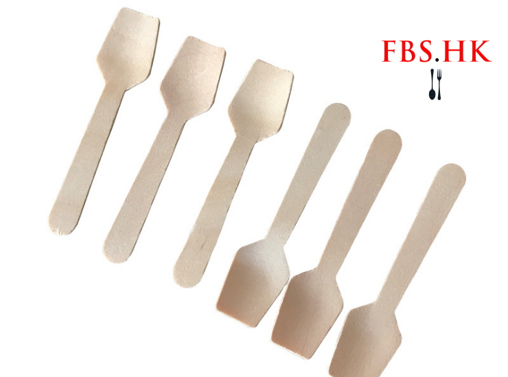 (Ready-To-Use Environmentally Degradable Wooden Spot Tableware) (Box / 5000 Pcs) Disposable Wooden Tableware Dessert Spoon Ice Cream Spoon Small Square Spoon 95mm