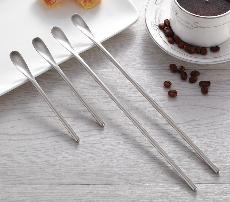(Ready-stock Stainless Steel Tableware) 304 Stainless Steel Creative Round Handle Coffee Stirrer Bar Cold Drink Cocktail Stirrer