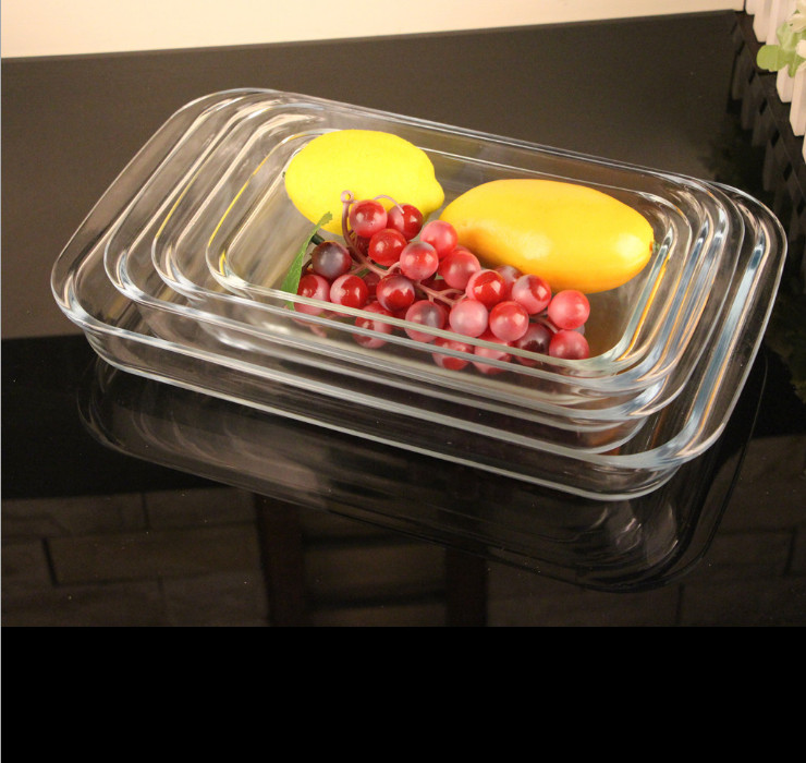 長方形鋼化玻璃烤盤 透明耐熱魚菜盤子 微波爐烤箱托盤用