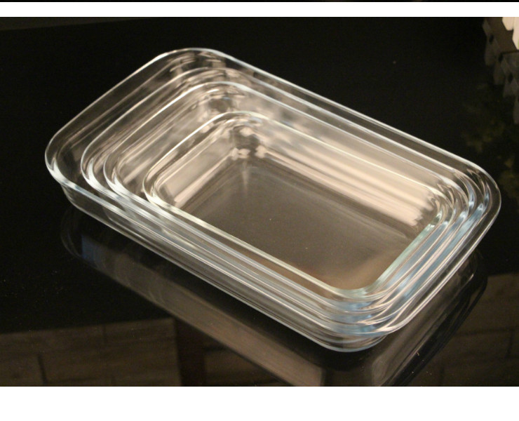 長方形鋼化玻璃烤盤 透明耐熱魚菜盤子 微波爐烤箱托盤用
