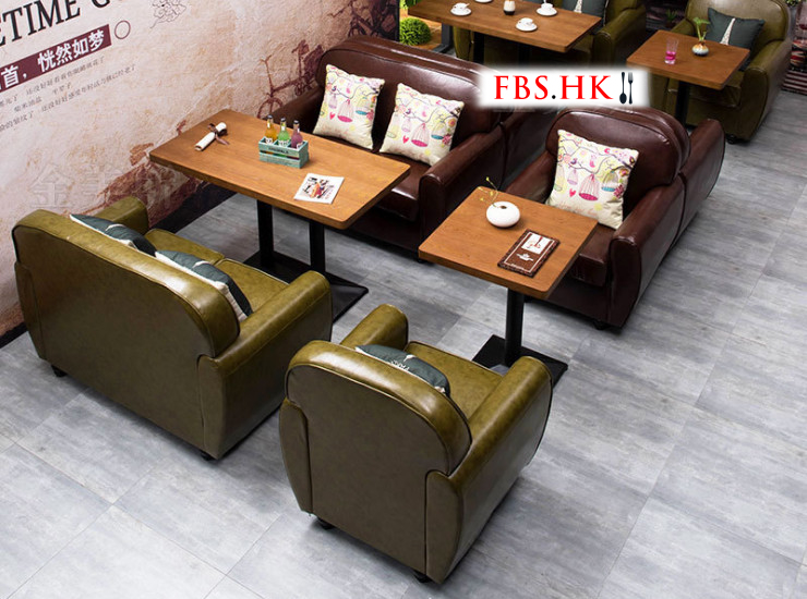 餐厅 咖啡厅沙发,奶茶店卡座家具休闲清新西餐厅甜品店桌椅组合实木茶 (运费另报)