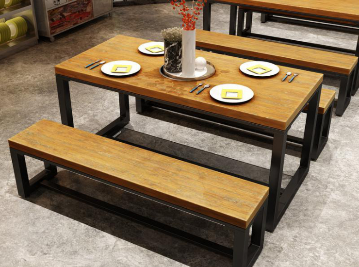 Restaurant Steak Hot Pot Restaurant Bench Tables And Chairs American Loft Retro Restaurant Dining Table And Chairs (Shipping And Installation Costs Are Separately Reported)