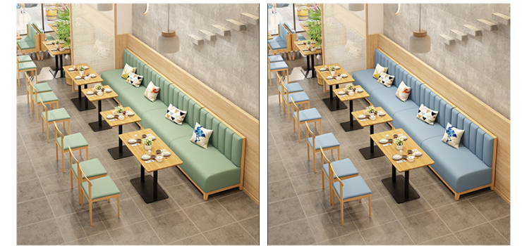 餐廳桌椅組合 簡約奶茶店餐廳靠牆卡座沙發實木餐飲火鍋店快餐店 (運費及安裝費另報)