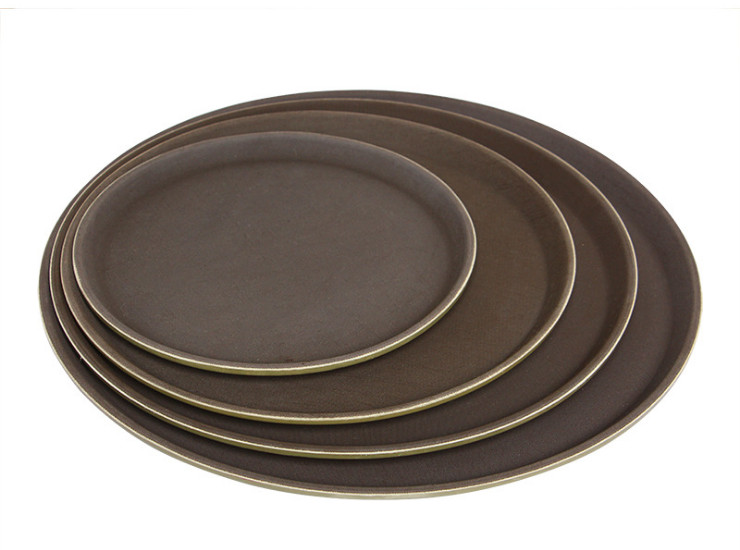 Round Glass Fiber Steel Non - Slip Tray Restaurant Hotel Bar Ktv Service Plate Plate