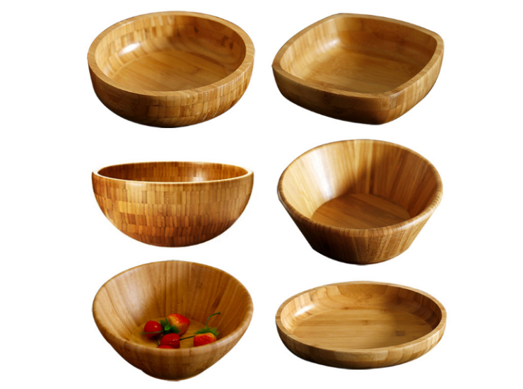 圓形沙拉碗竹木製創意竹碗飯碗水果盆西餐廳餐碗竹碗酒店水果盤 (多款多尺寸)