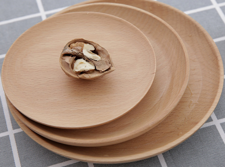 圆形餐具榉木小托盘点心盘 木制果盘长方形木盘托盘