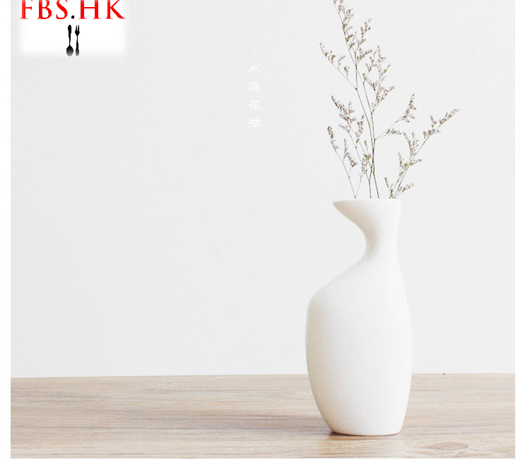 简约陶瓷花插办公室客厅小花瓶 家居装饰摆件创意纯白多造型花器