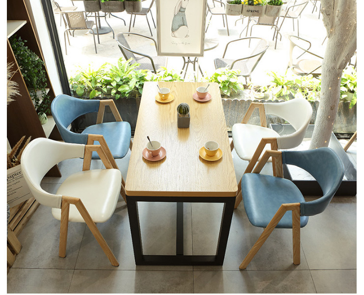 餐廳家俬簡約冷飲店甜品奶茶店桌椅漢堡店 西餐廳咖啡廳A字椅桌組合 (運費另報)