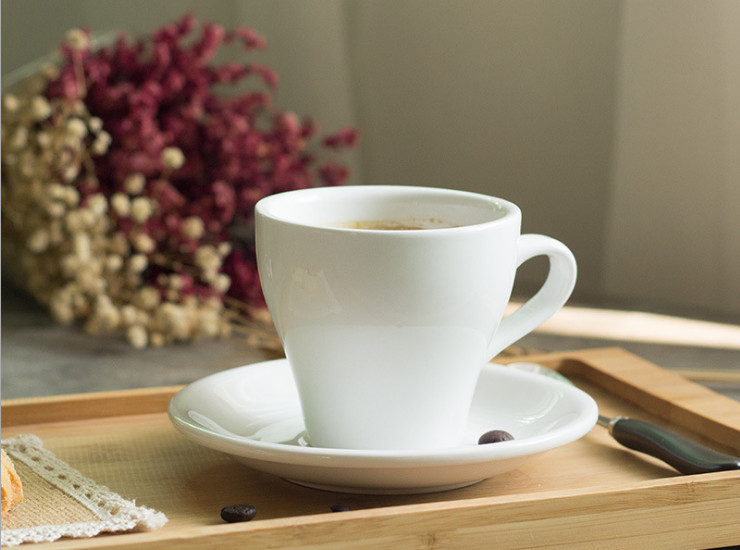 簡約純白咖啡杯碟加厚多容量杯碟套裝濃縮杯咖啡館拉花杯