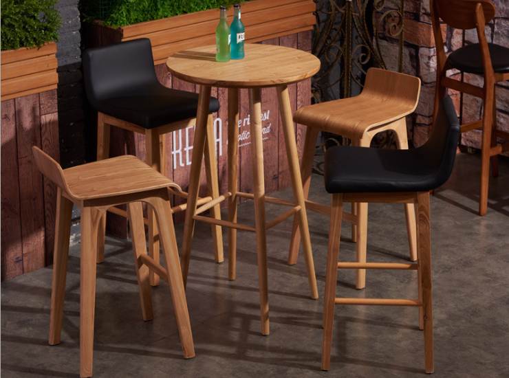Solid Wood Counter Bar Chair Bar Tea Shop Coffee Shop High Bar Chair High Stool Dessert Shop Water Bar High Chair (Delivery & Installation Fee To Be Quoted Separately)