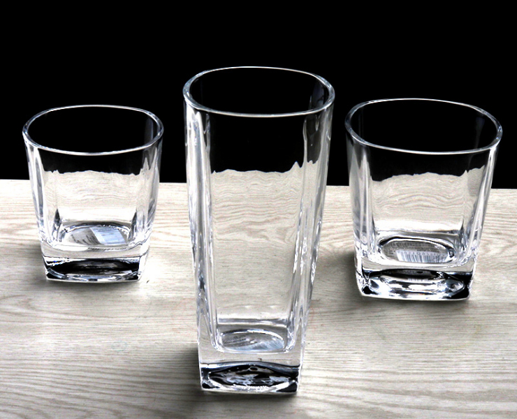 方形創意款威士忌玻璃杯 歐美透明玻璃啤酒杯家用玻璃杯 (請跟裝箱數下單)