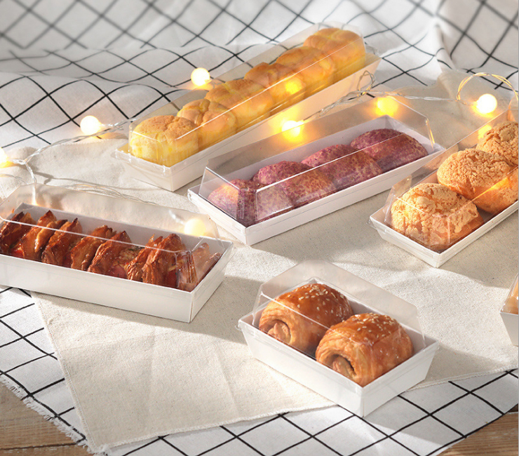 (箱/300个) 方形纸塑盒三明治西点蛋糕卷热狗泡芙包装盒班戟盒烘焙盒 (包运送上门)