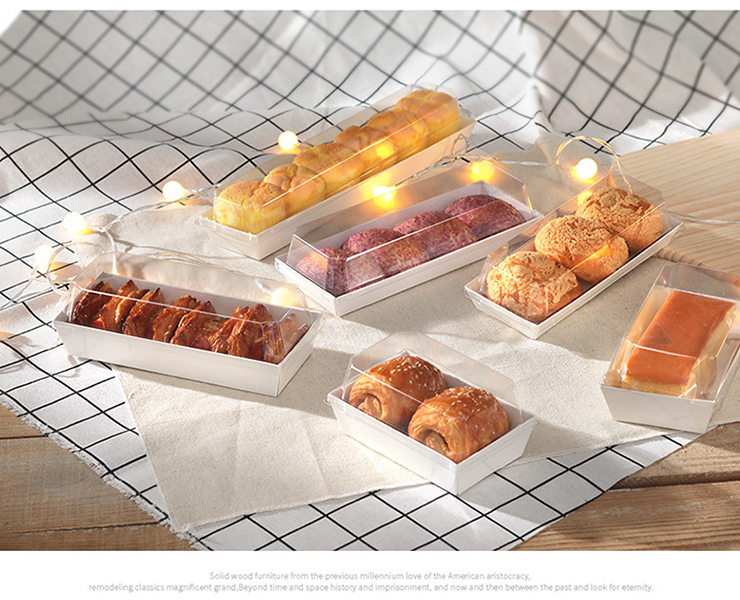 (箱/300个) 方形纸塑盒三明治西点蛋糕卷热狗泡芙包装盒班戟盒烘焙盒 (包运送上门)