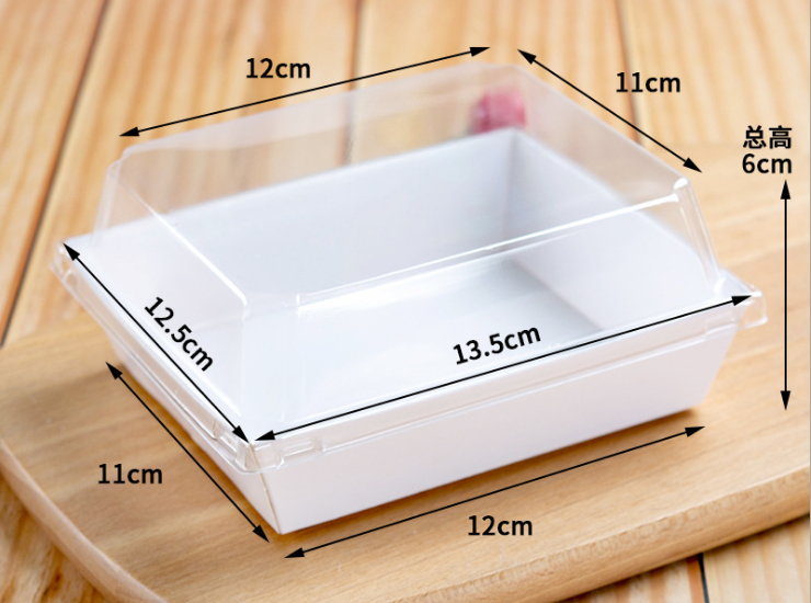 (Box/600 Pcs) Square Transparent Lid Sandwich Packing Box Durian Cake Puff Packing Box (Door Delivery Included)
