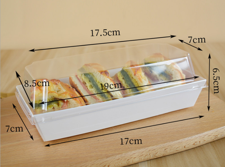 (箱/600个) 方形透明盖三明治包装盒榴芒蛋糕 泡芙打包盒子 (包运送上门)
