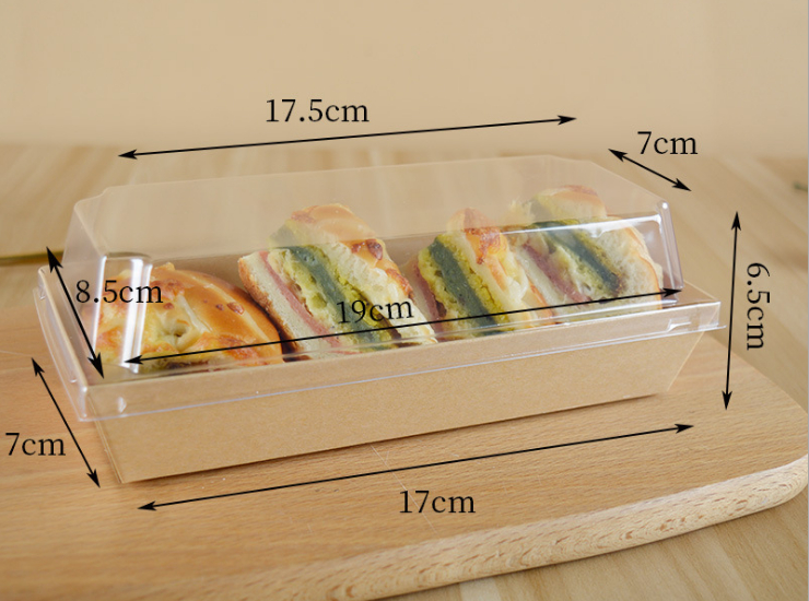 (Box/600 Pcs) Square Transparent Lid Sandwich Packing Box Durian Cake Puff Packing Box (Door Delivery Included)