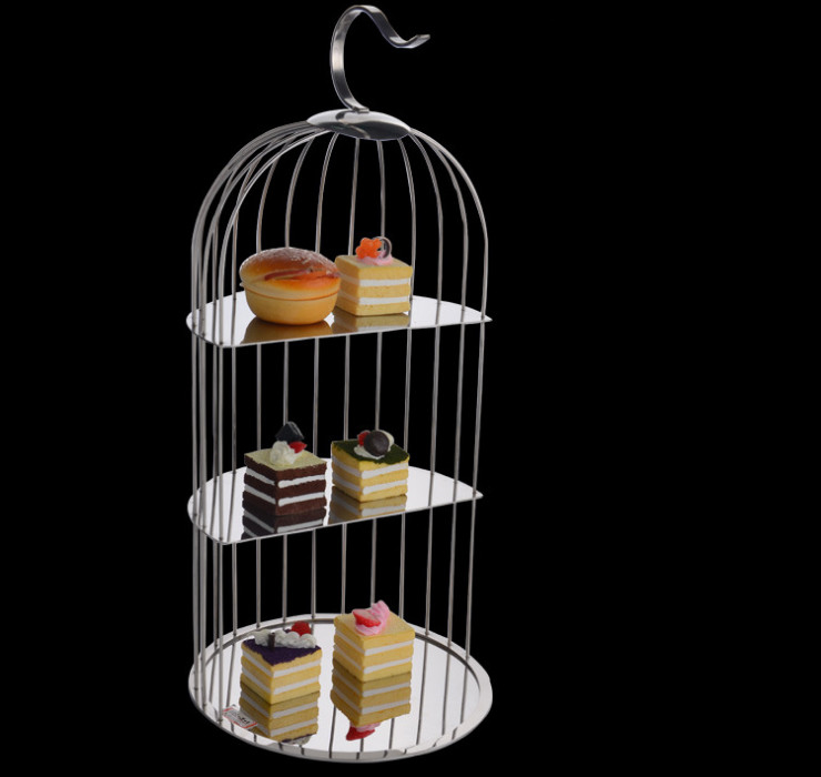 Stainless Steel Birds Dessert Display Stand Three Layers Cake Racks Creative Afternoon Tea Snack Scaffolding