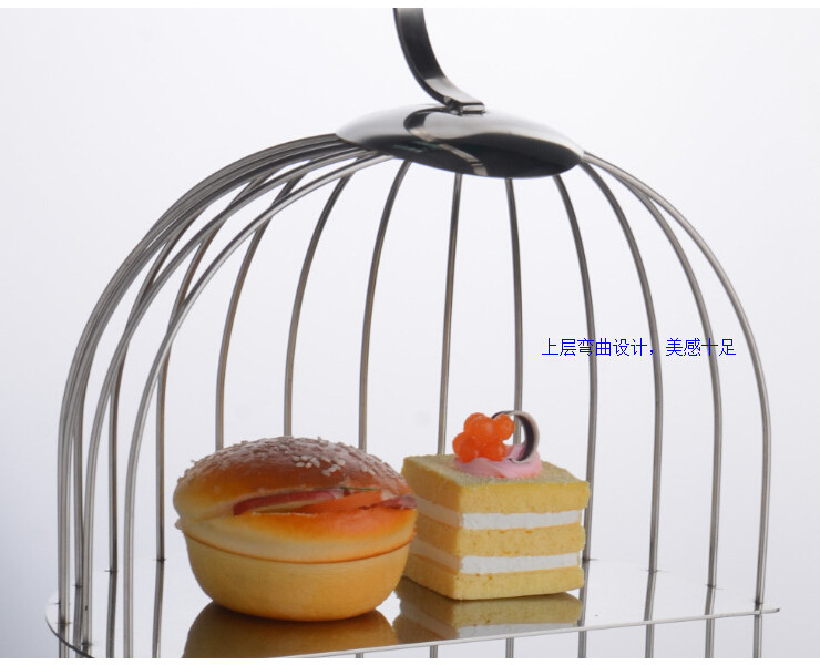 不銹鋼鳥籠點心架 展示架三層蛋糕架子 創意下午茶點心架小吃架