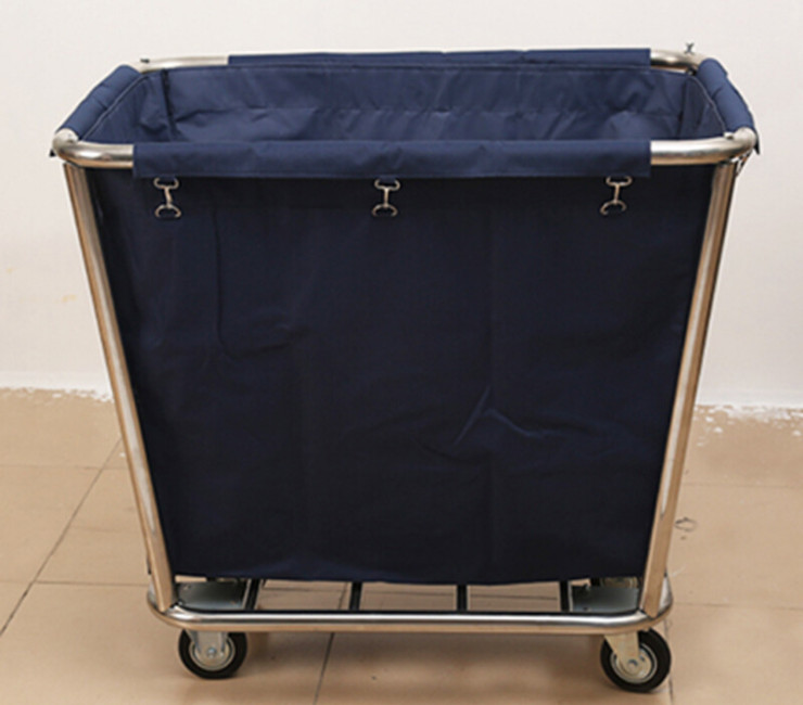 Stainless Steel Linen Car Hotel Collection Storage Car Room Cleaning Service Trolley (Self Installation)