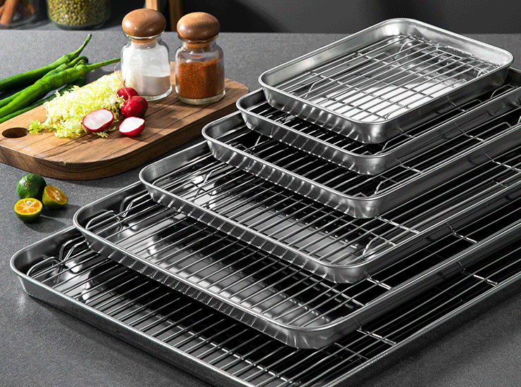 Stainless Steel Oil Filter Tray Tea Tray Drain Tray Drain Tray Bbq Baking Tray Square Tray Oil Filter Tray With Grid