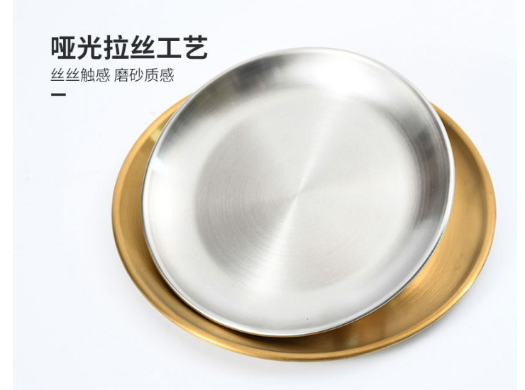 Stainless Steel Round Storage Household Barbecue Barbecue Tray