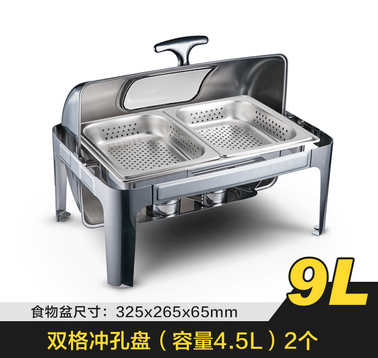 Stainless Steel Visible Full Flip Square Punching Soup Pot Buffet Furnace Insulation Heating Buffy Furnace Buffet Electric Tableware Stove Hotel Meal