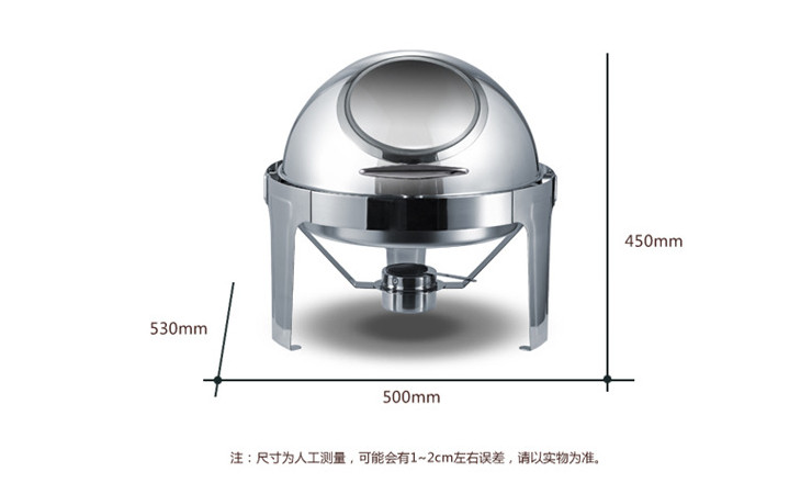 Stainless Steel Visual Full Clam Round Buffet Furnace Insulation Heating Buffy Furnace Electric Tableware Stove Hotel Meal Stove