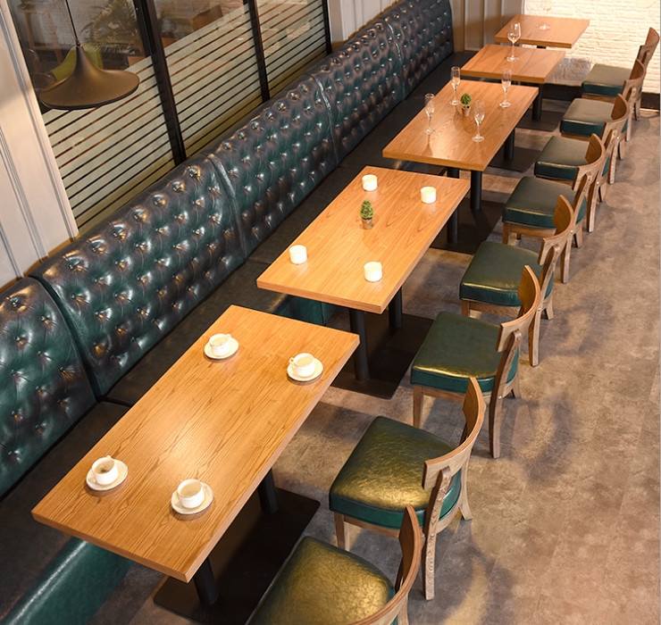 甜品店快餐廳桌椅沙發組合 實木咖啡廳餐桌 奶茶店飯店桌椅批發 (運費另報)