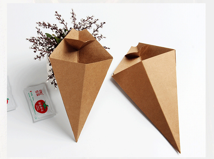 (箱/1000個) 錐形牛皮薯條打包外賣盒三角形薯條袋子 薯條盒 (包運送上門)