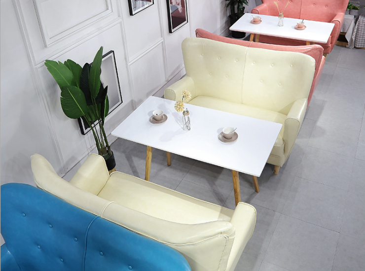 奶茶店桌椅組合西餐廳冷飲甜品店咖啡廳休閒簡約小沙發網紅款椅子 (運費及安裝費另報)