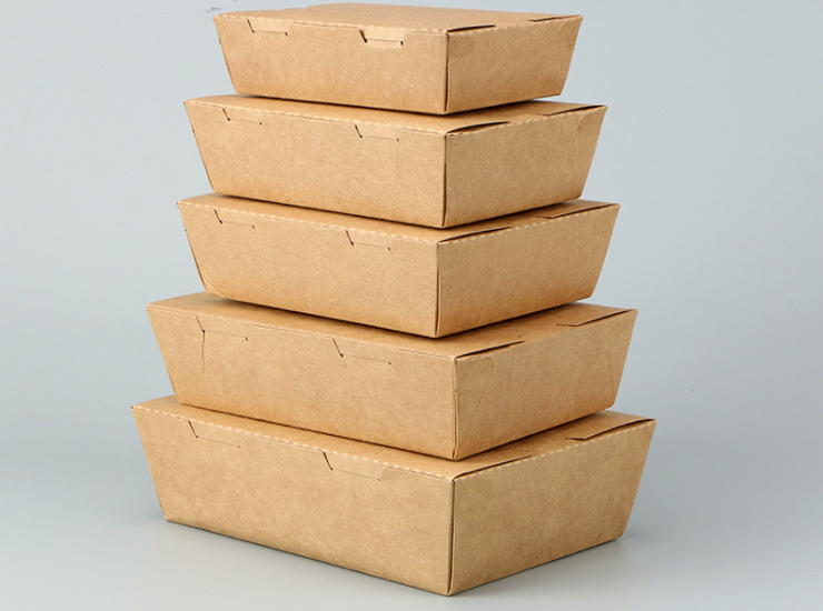 (即取牛皮纸直角餐盒 现货) (箱/200个) 加厚牛皮纸午餐盒 大直角外卖打包盒水果沙拉盒便当盒寿司盒 耳盖可撕下