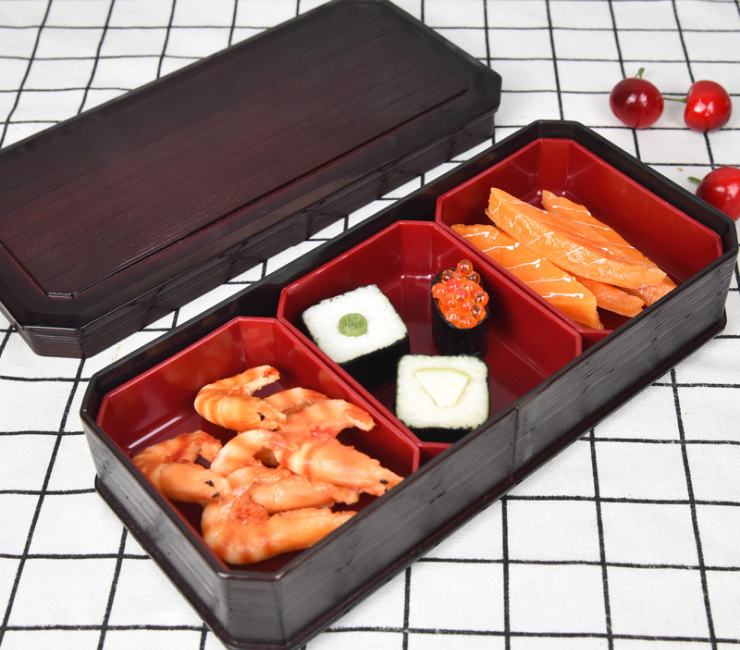 三格分體點心壽司盒 日式分格料理盒 水果寬待餐盒 商務快餐飯盒