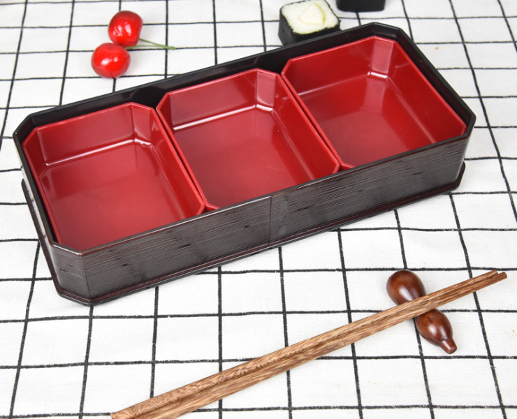 三格分体点心寿司盒 日式分格料理盒 水果宽待餐盒 商务快餐饭盒