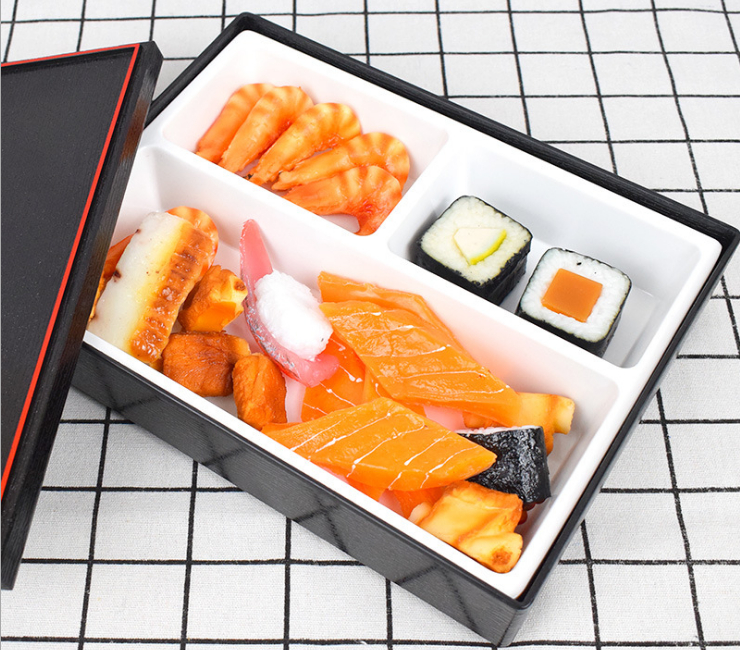 三格壽司料理分餐盒日式商務便當盒可高溫學校工作套餐盒 (多色可選)