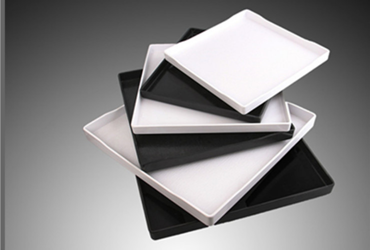 托盤正方形塑料盤子密胺餐具快餐盤客房歐式木紋防滑茶盤水杯托盤