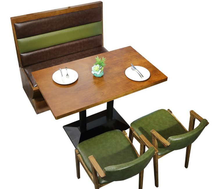 西餐廳桌椅組合復古實木餐椅軟坐包餐館火鍋店湘菜館餐廳卡座沙發 (運費及安裝費另報)