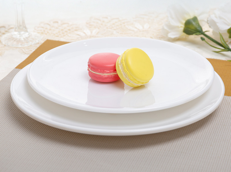 白色圓盤快餐盤火鍋盤小吃盤水果盤加厚密胺仿瓷酒店餐具 (多款多尺寸)