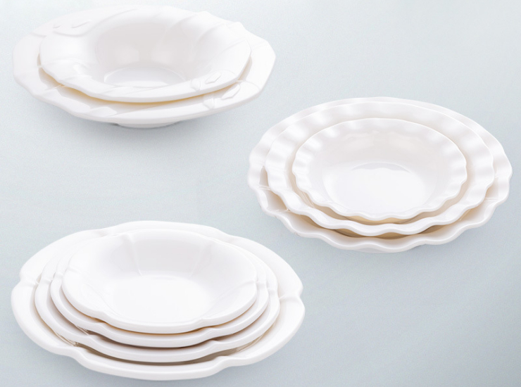 White Imitation Porcelain Creative Round Deep Bowl Soup Bowl Hotel Hotel Melamine Tableware Plastic (Multiple Styles & Sizes)