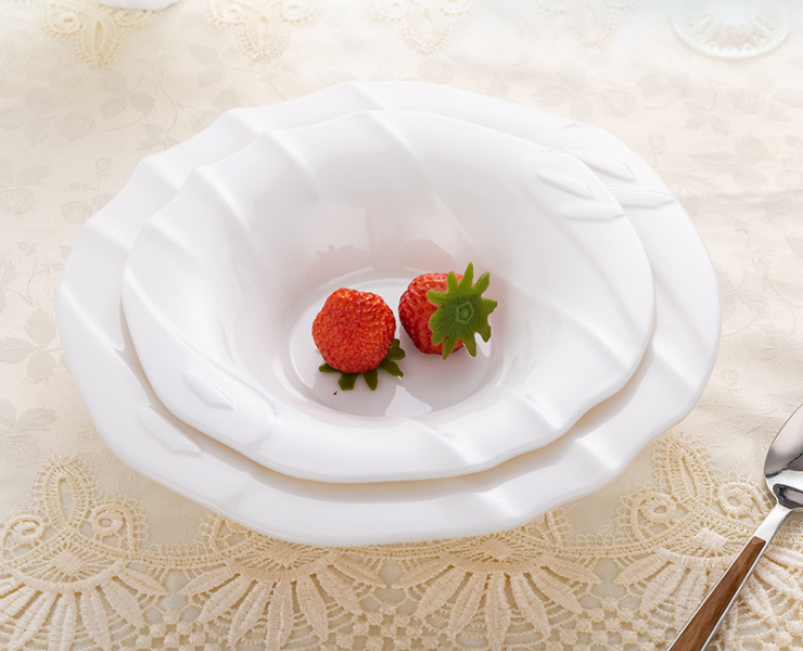 白色仿瓷創意圓形深碗大湯碗酒店飯店密胺餐具塑料 (多款多尺寸)