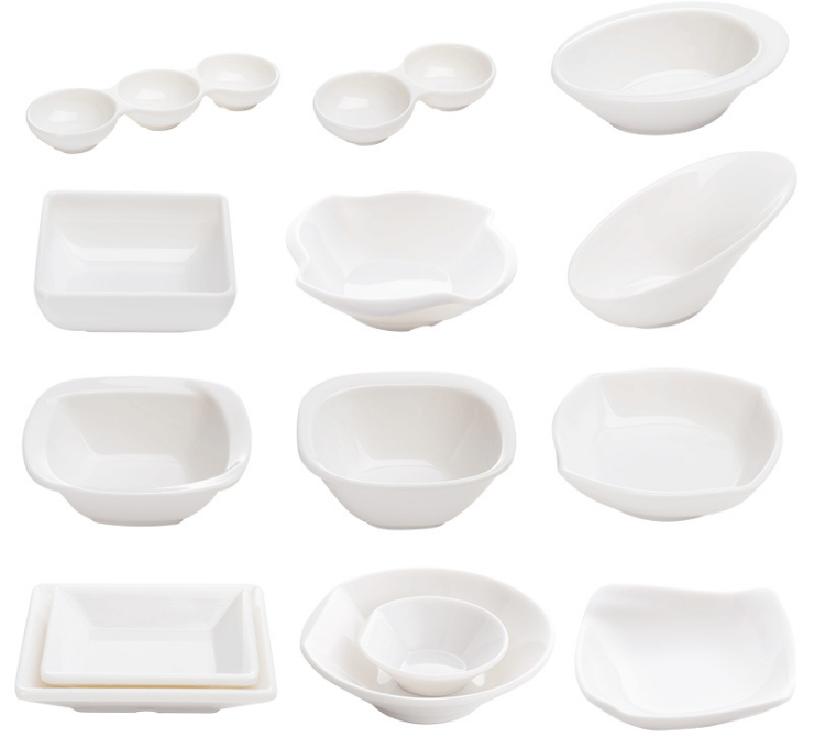 白色仿瓷调料碟酒店饭店小碟快餐味碟酱料碟塑料味碟餐具 (多款多尺寸)