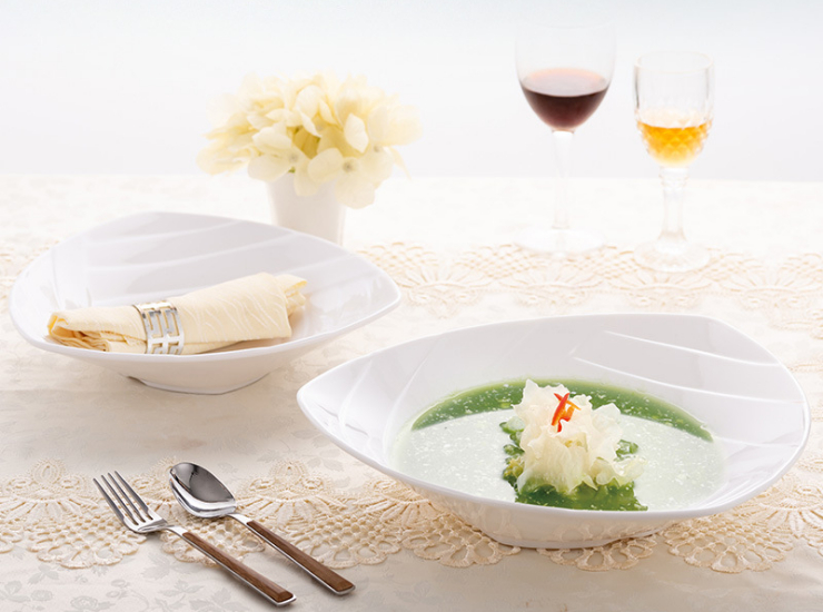 白色密胺異形碗創意中式湯碗酒店飯店菜碗沙拉碗仿瓷餐具 (多款多尺寸)