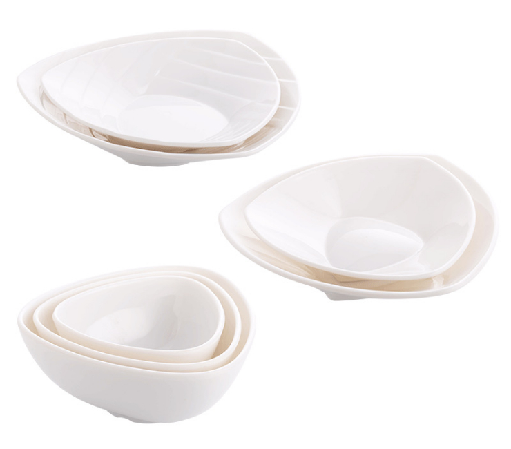 白色密胺異形碗創意中式湯碗酒店飯店菜碗沙拉碗仿瓷餐具 (多款多尺寸)