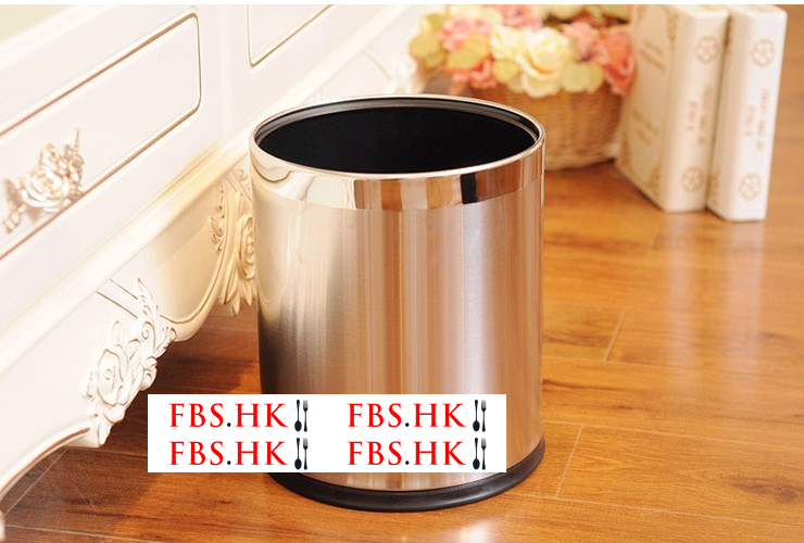 批發家用客廳廚房衛生間雙層不銹鋼垃圾桶酒店客房紙簍桶 10L (銀色)