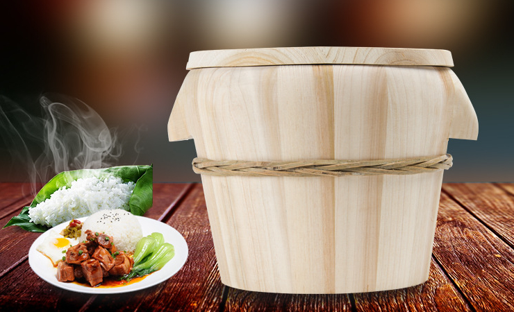 Wooden Barrel Steamed Rice Barrel Restaurant Size Steamed Tableware Kitchen Pine Bamboo Steamed Rice Bucket