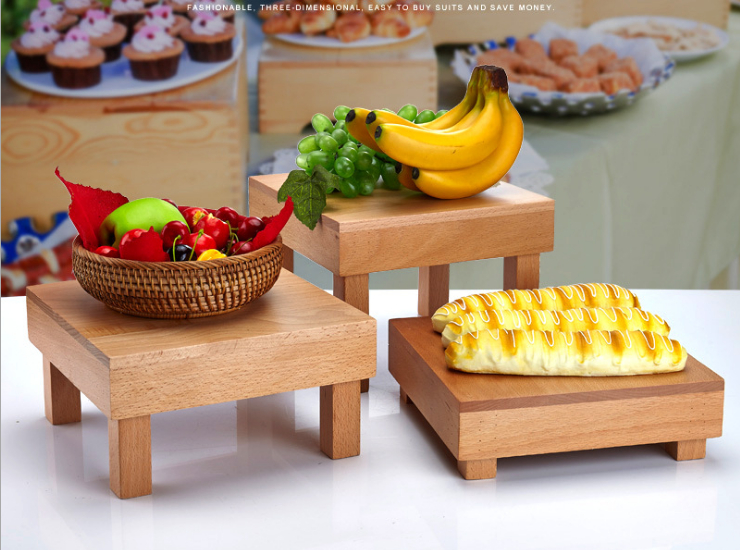 木質甜品擺台自助餐茶歇點心架 創意復古森系甜品台多層台階展示架