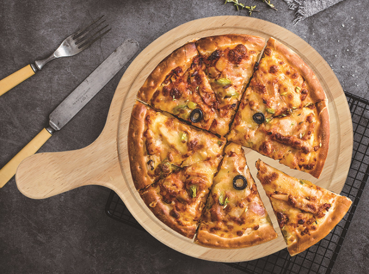 木質圓形披薩板木托盤西餐切麵包牛排蛋糕實木披薩板底托pizza板