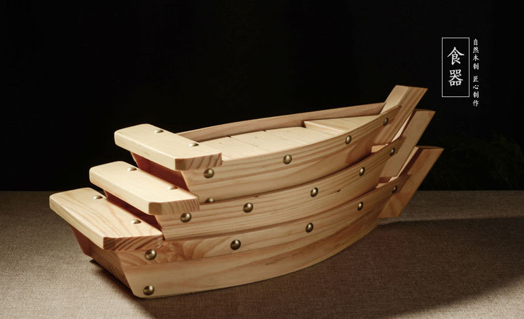 木製壽司船松木創意餐具日式壽司刺身拼盤料理裝飾擺設壽司船
